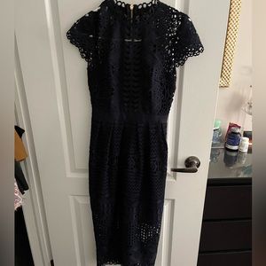 Beautiful Ted Baker dress. Navy blue with gold zipper.